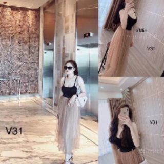 SET CHÂN VÁY LƯỚI ÁO 2DÂY CAO CẤP (Hình thật sp)