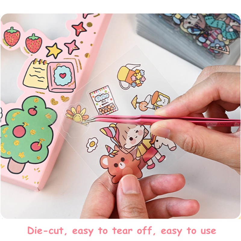 Set 50 / 100 / 300 Nhãn Dán Hoạt Hình Dễ Thương Chống Thấm Nước Trang Trí Sổ Tay / Nhật Ký DIY