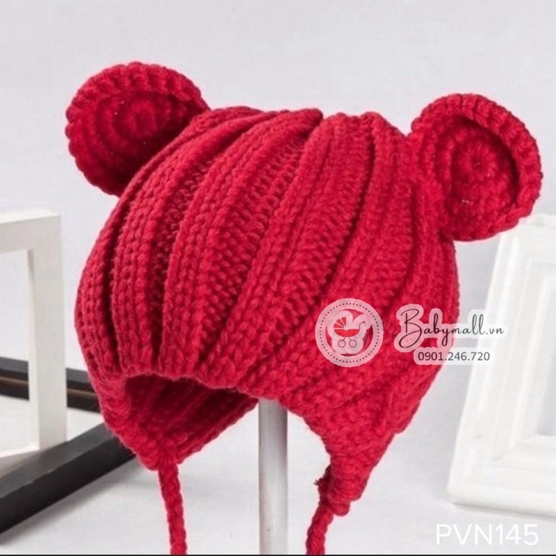 Nón len tai gấu cột dây siêu cưng (6m-3y)