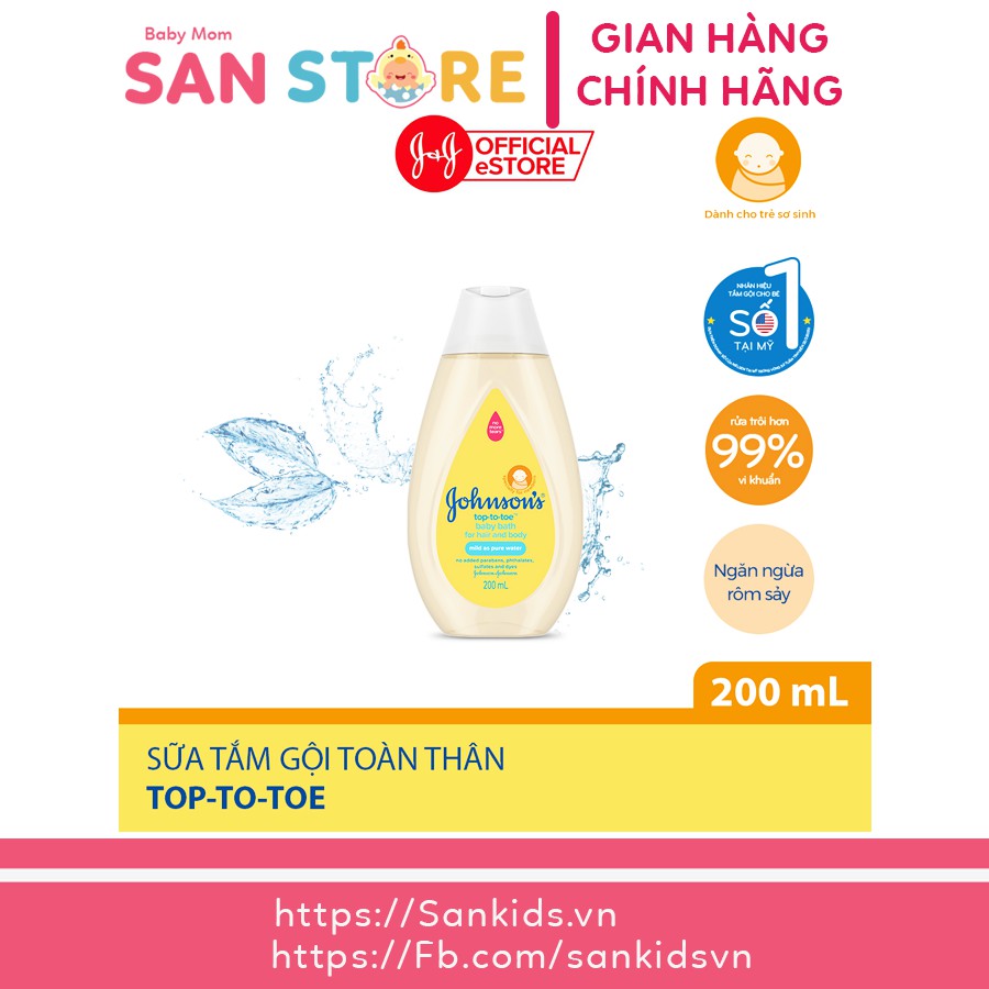 Sữa tắm gội Johnson Baby 200ml