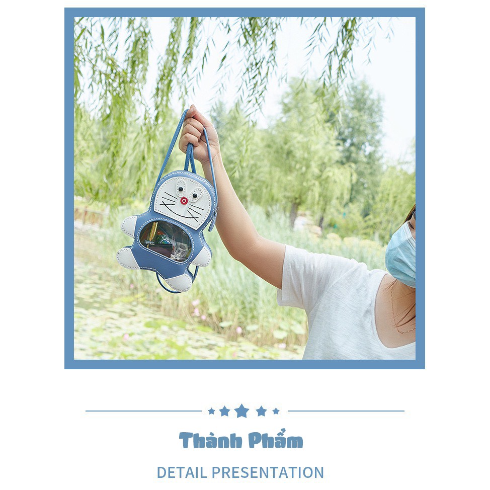 [Sắn Hàng] Set Nguyên Liệu Làm Túi Handmade Hình Doraemon Bụng Trong Suốt Siêu Dễ Thương
