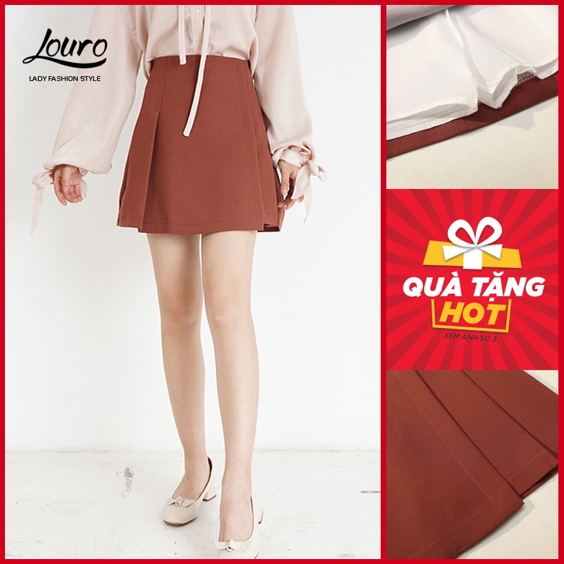 Chân váy công sở chữ A Louro L804,ẢNH THẬT mẫu chân váy đẹp dáng ngắn, xếp ly 2 bên | BigBuy360 - bigbuy360.vn