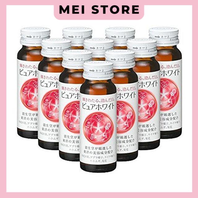 Nước uống Trắng Da Collagen Pure White Shiseido - Full hộp 10 lọ