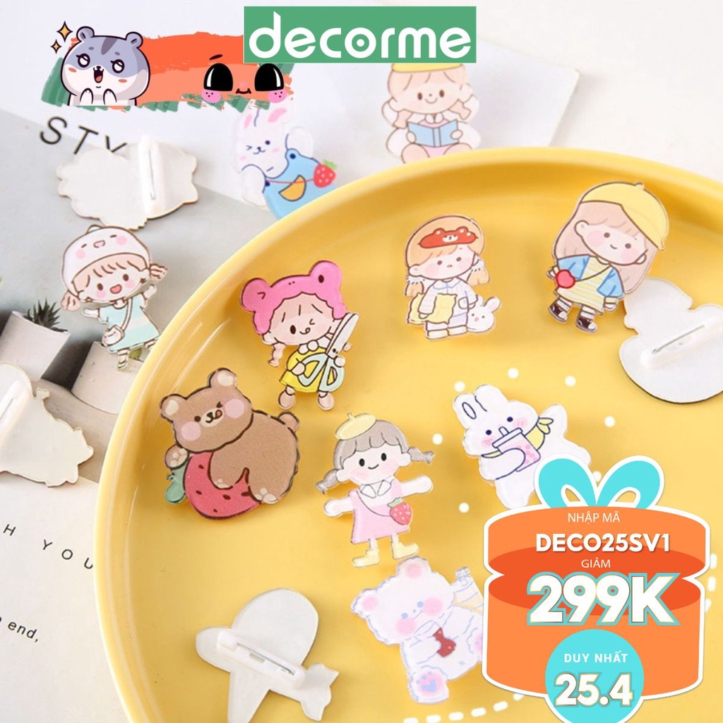 Ghim cài áo set 3 Ghim cài balo hoạt hình dễ thương DecorMe Huy hiệu cài áo cute nhiều mẫu ( giao NGẪU NHIÊN)