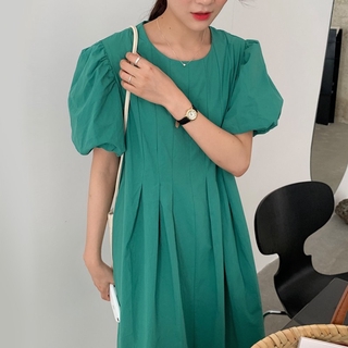 (ORDER) Váy tay phồng  thon eo xếp ly babydoll xòe dài đơn giản kiểu Pháp nhiều màu sang trọng