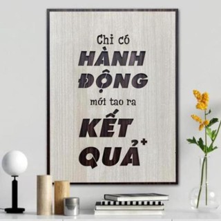 [Độc Lạ] Tranh treo tường bằng Gỗ handmade khắc laser chữ slogan tạo động lực