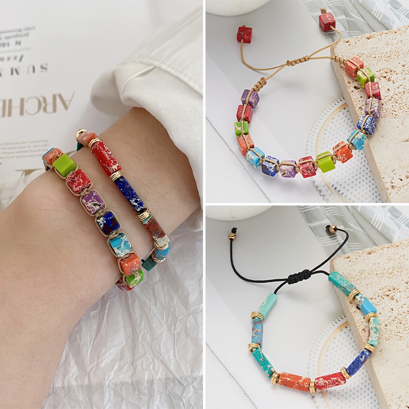 Vòng đeo tay RINHOO FRIENDSHIP hạt đá nhiều màu thời trang cho nữ