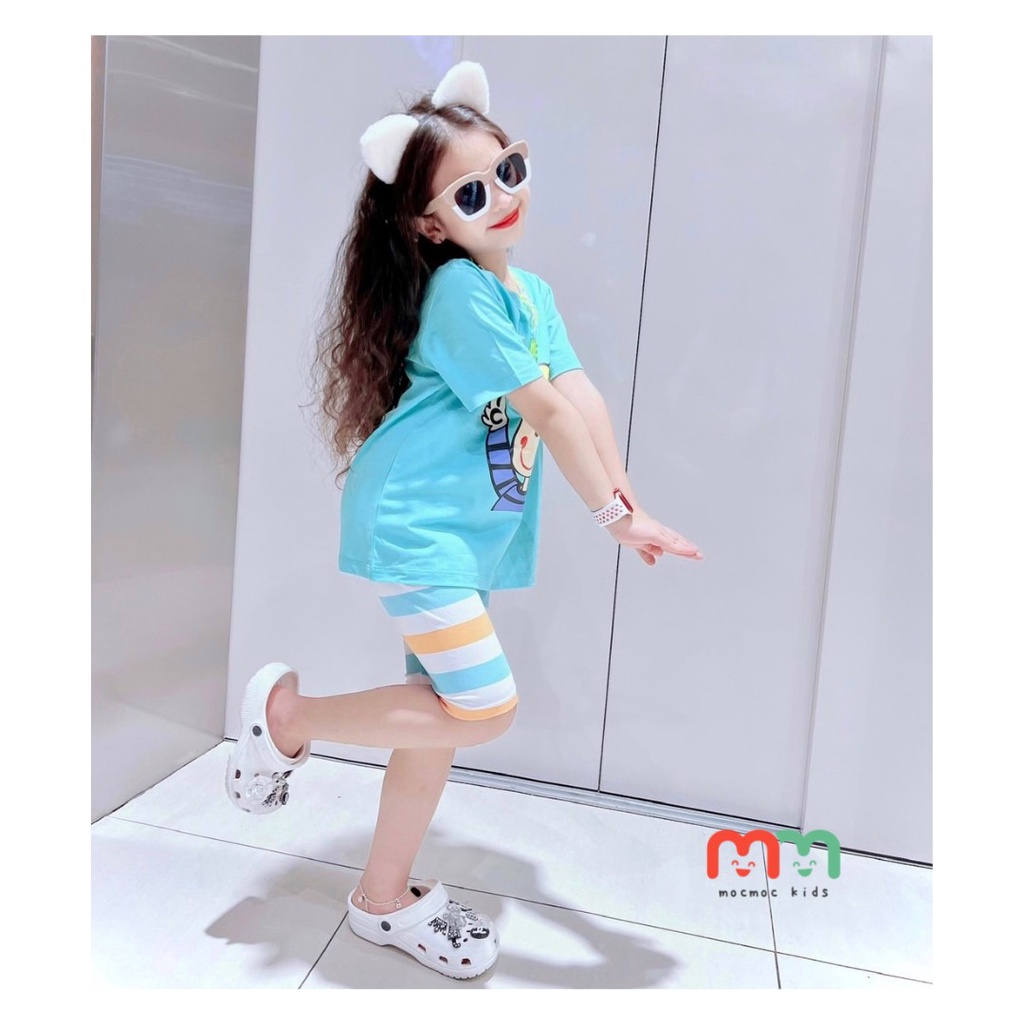 Đồ bộ bé gái dễ thương áo thun rộng phối quần legging thun cotton mềm mịn co dãn thoải mái cho bé 9kg đến 40kg