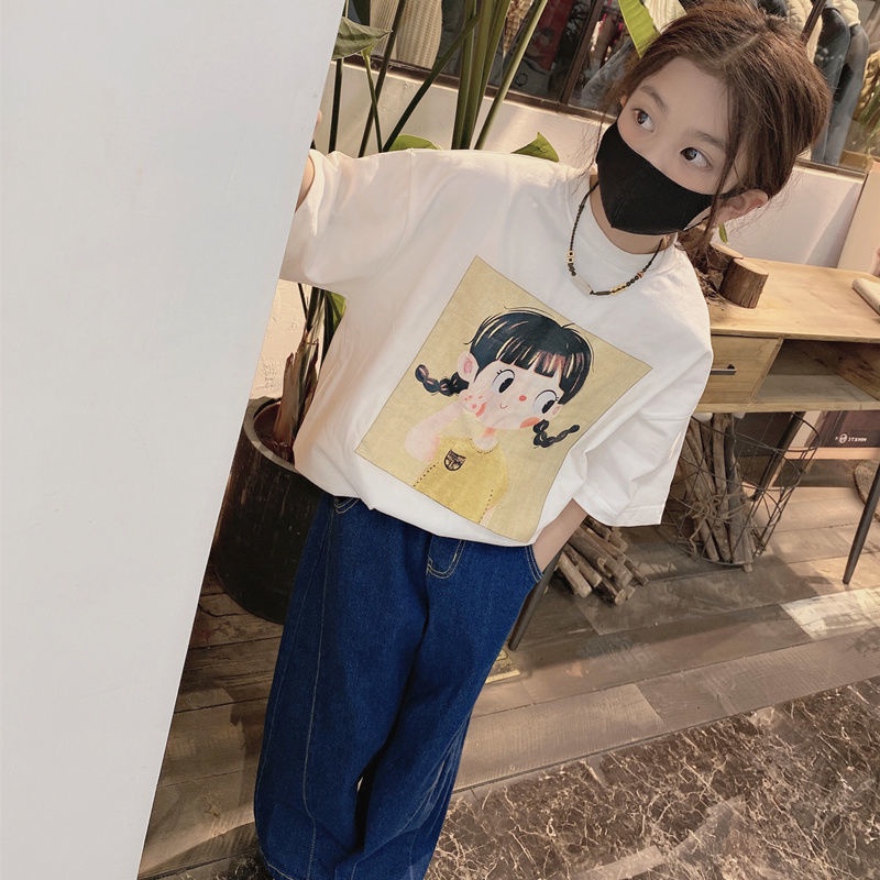 Áo Thun Dáng Rộng Tay Ngắn In Họa Tiết Gấu Hoạt Hình Phong Cách Hàn Quốc Thời Trang Xuân Hè Hàng Mới Dành Cho Trẻ Em 2022
