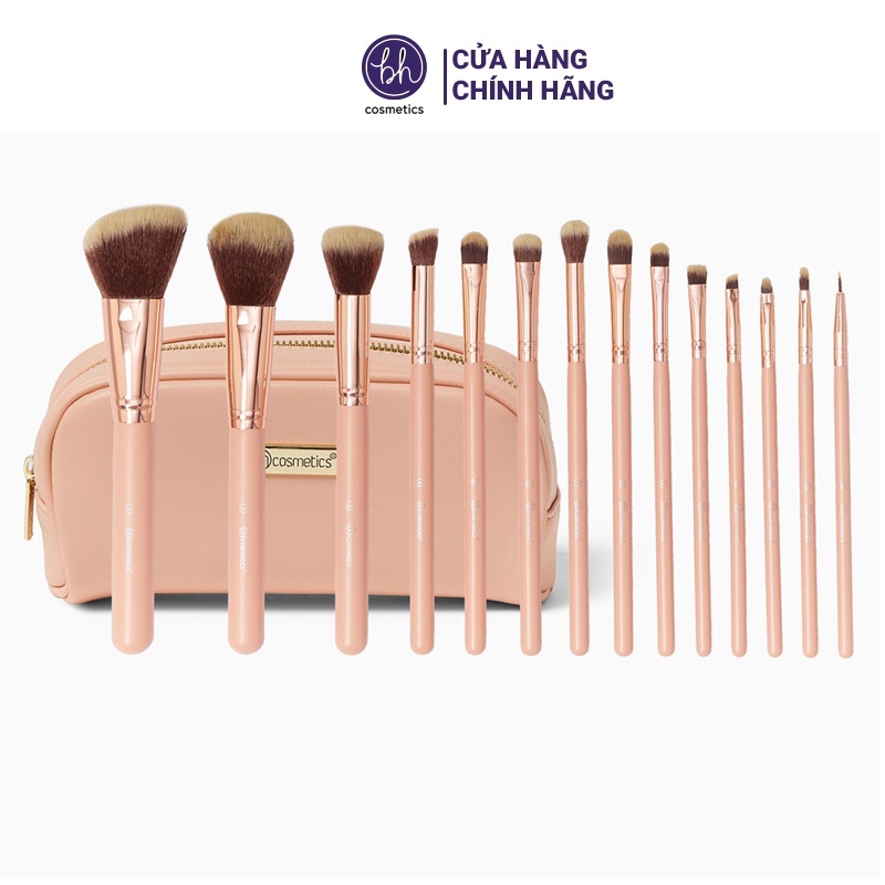 [Mã 155FMCGSALE giảm 7% đơn 500K] Bộ Cọ trang điểm BH Cosmetics chic 14 cây kèm ví đựng (full box)