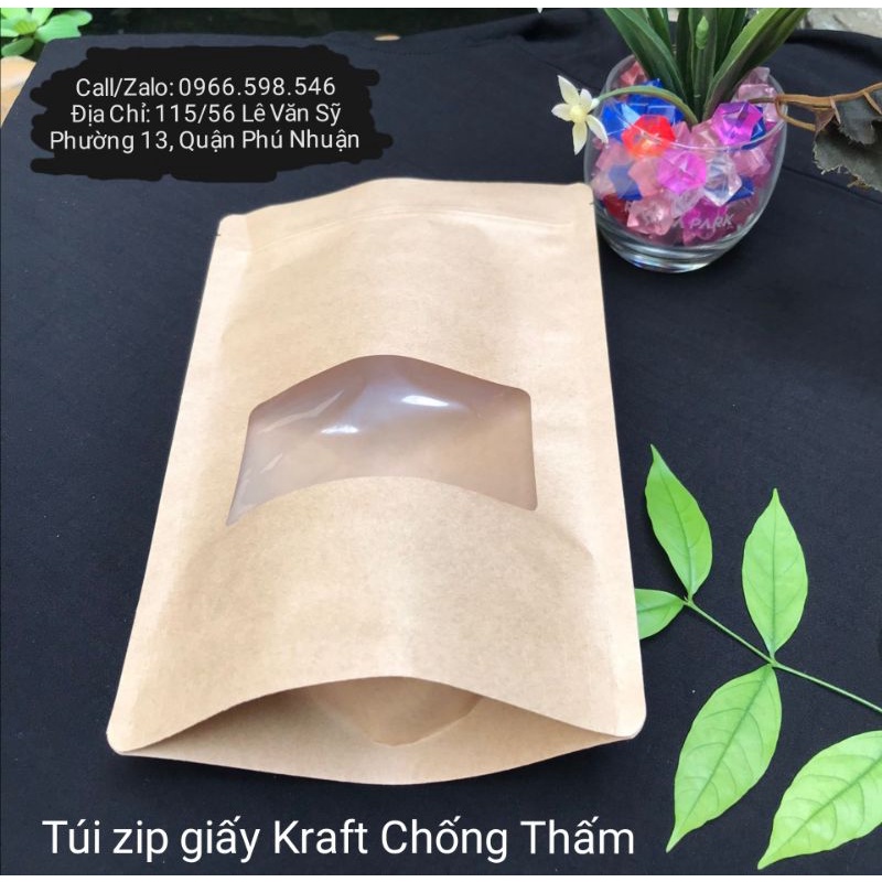 100gram _ Túi zip giấy kraft có cửa sổ