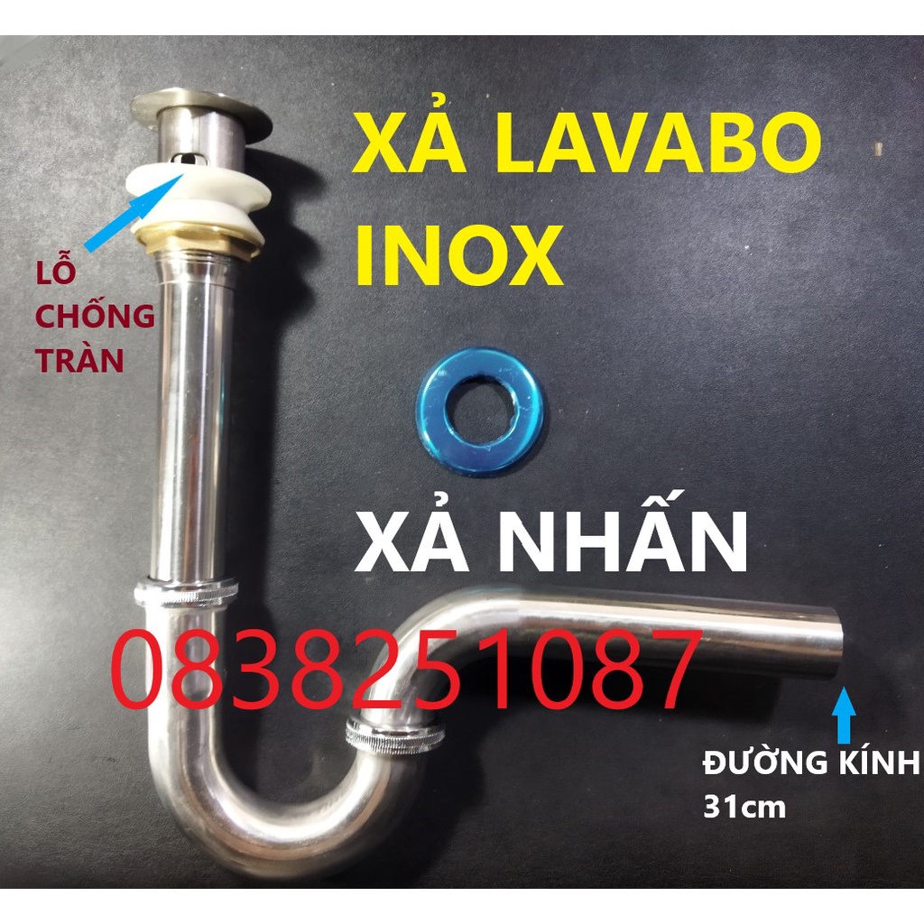 Xả lavabo inox loại xả nhấn có lỗ chống tràn