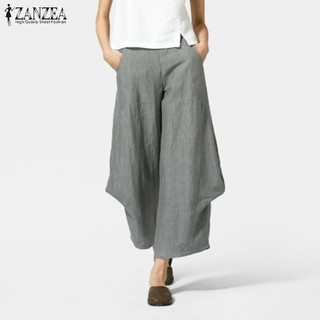 Quần baggy nữ ZANZEA eo cao màu trơn phong cách vintage