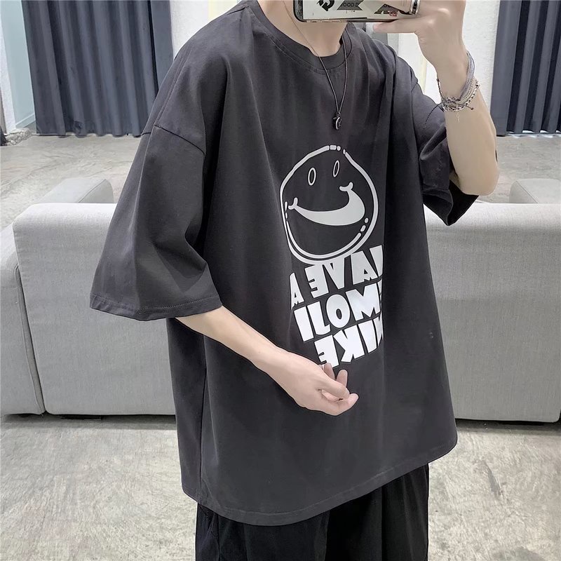 Áo Thun Tay Ngắn Cổ Tròn Dáng Rộng In Chữ Thời Trang Mùa Hè Phong Cách Hàn Quốc Cho Nam Giới Size M-8XL