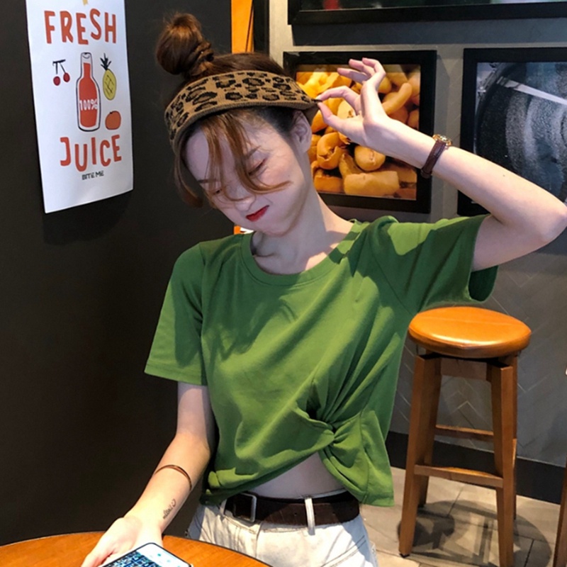 NRVP Áo Thun Tay Ngắn Dáng Ôm Phong Cách Hàn Quốc Thời Trang Mùa Hè Cho Nữ