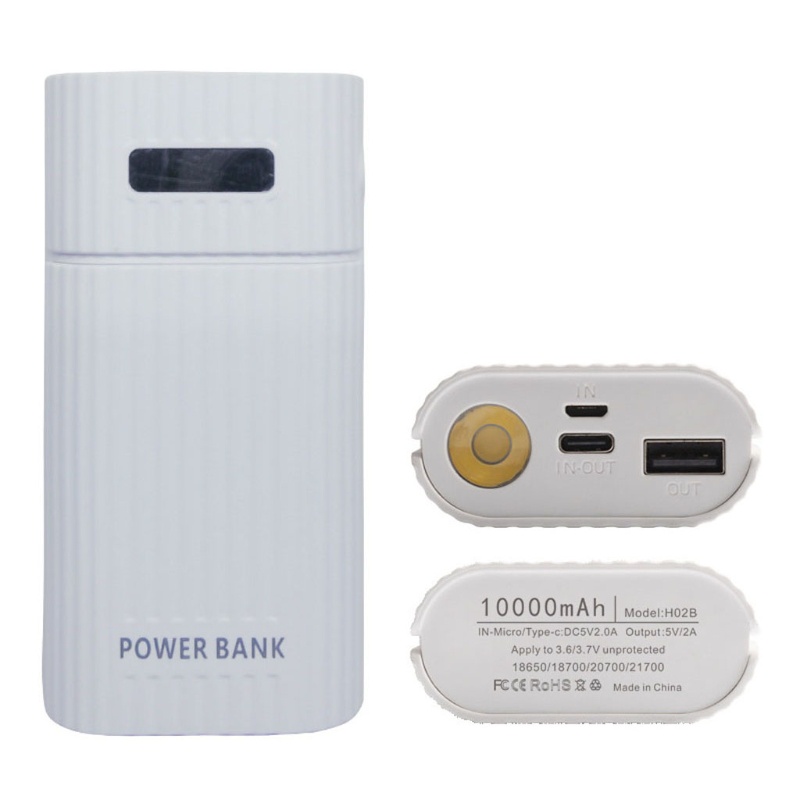 Sạc Dự Phòng 2 Pin 18650 21700 Có Đèn Led Và Đầu Ra Usb Diy
