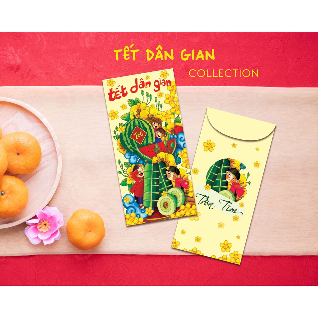 Bao Lì xì 2023 - BST Tết Dân Gian BLX013  - do Họa sĩ Thiết kế độc quyền cho Xưởng bao lì xì