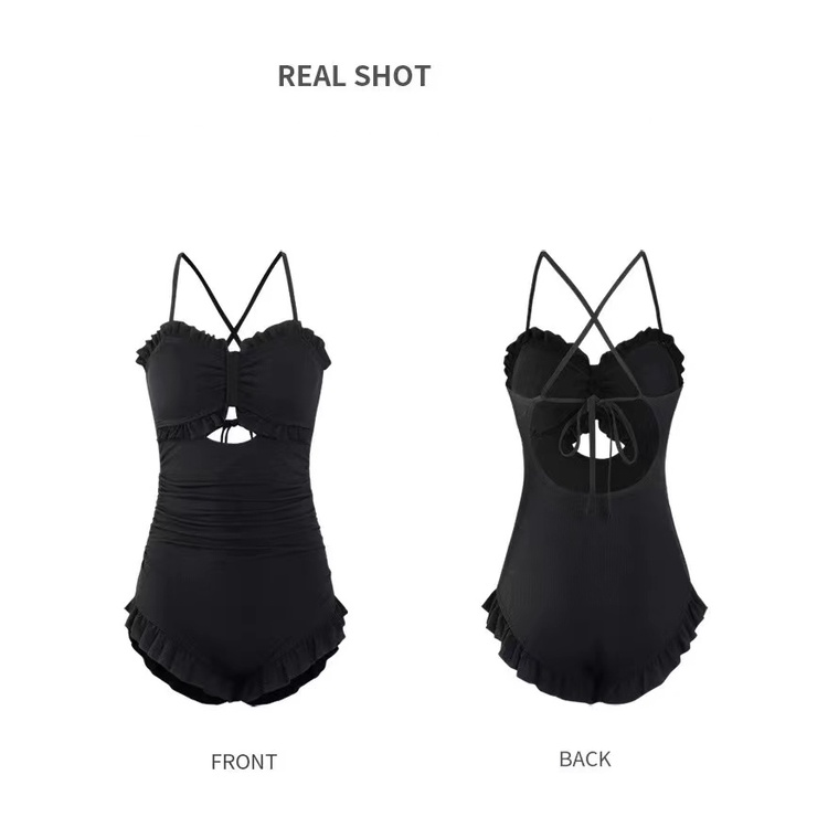 Bộ Đồ Bơi Một Mảnh Hở Lưng Mềm Mại Màu Đen Thời Trang Mùa Hè Quyến Rũ Cho Nữ