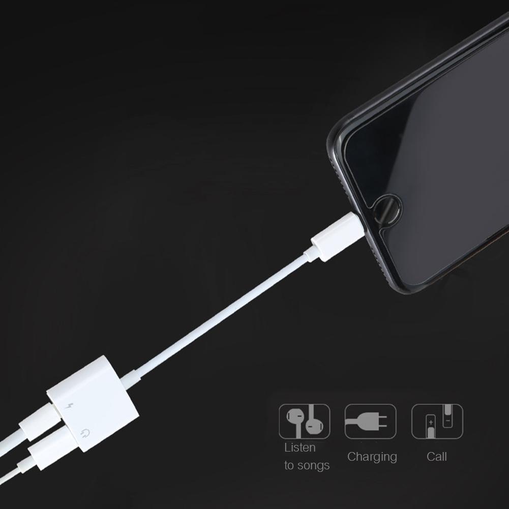 Bộ chuyển đổi Lightning 2in1 Jack cắm tai nghe Bộ chia cáp âm thanh 3,5 mm cho iPhone X 8 7 Plus