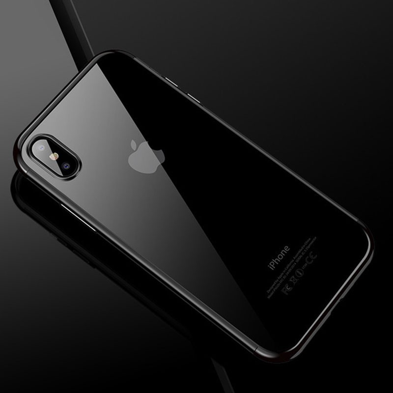 Ốp lưng iPhone silicon mềm trong suốt viền màu thời trang mượt mà siêu nhẹ cho 6 6S 7 8 X