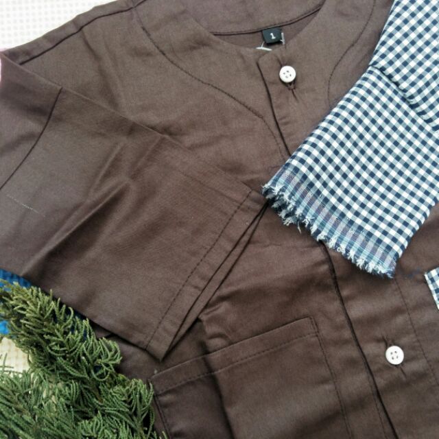 Bộ Bà Ba Nâu Bé Trai Tặng Kèm Khăn Rằn