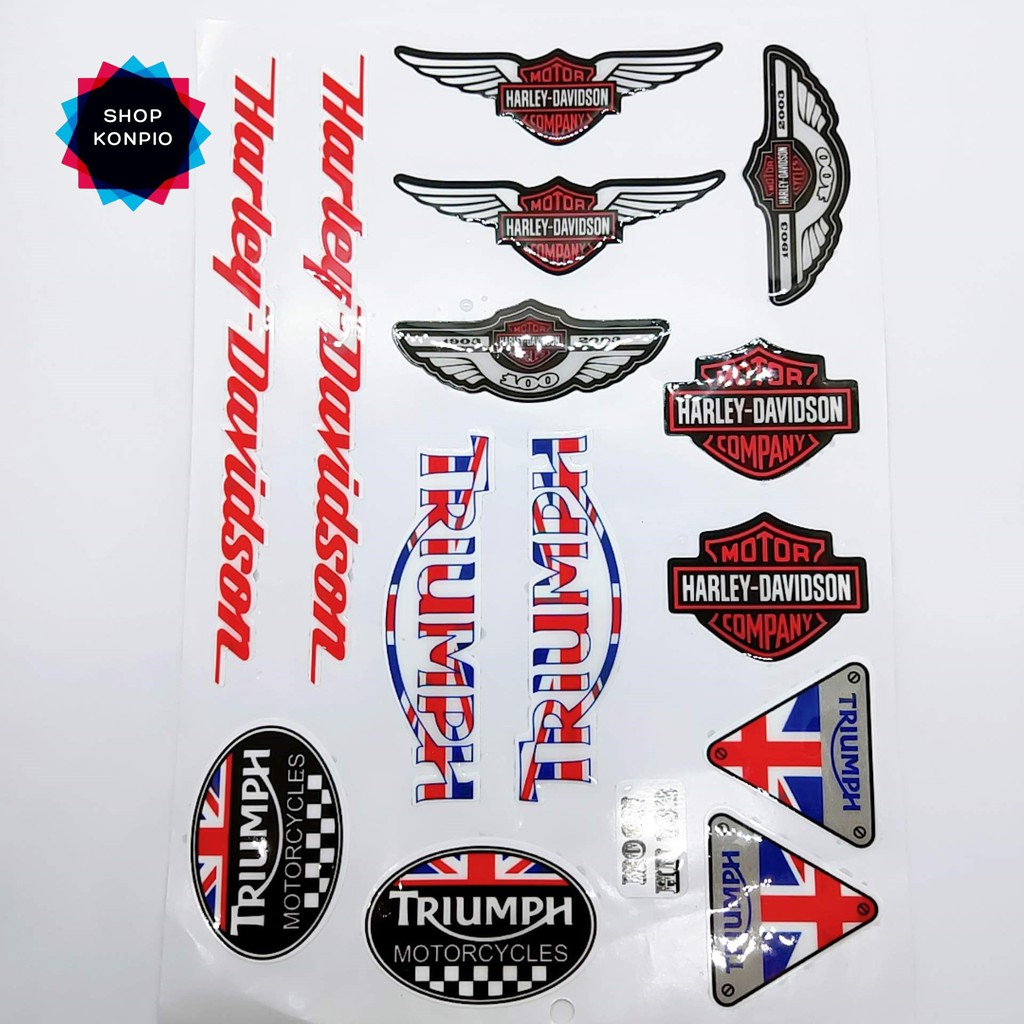 Bộ Tem Sticker Harly Davidson Dập Nổi Cao Cấp Dán Xe Máy, Ô Tô, Mũ Bảo Hiểm, Chống Thấm Nước, Chống Bay Màu