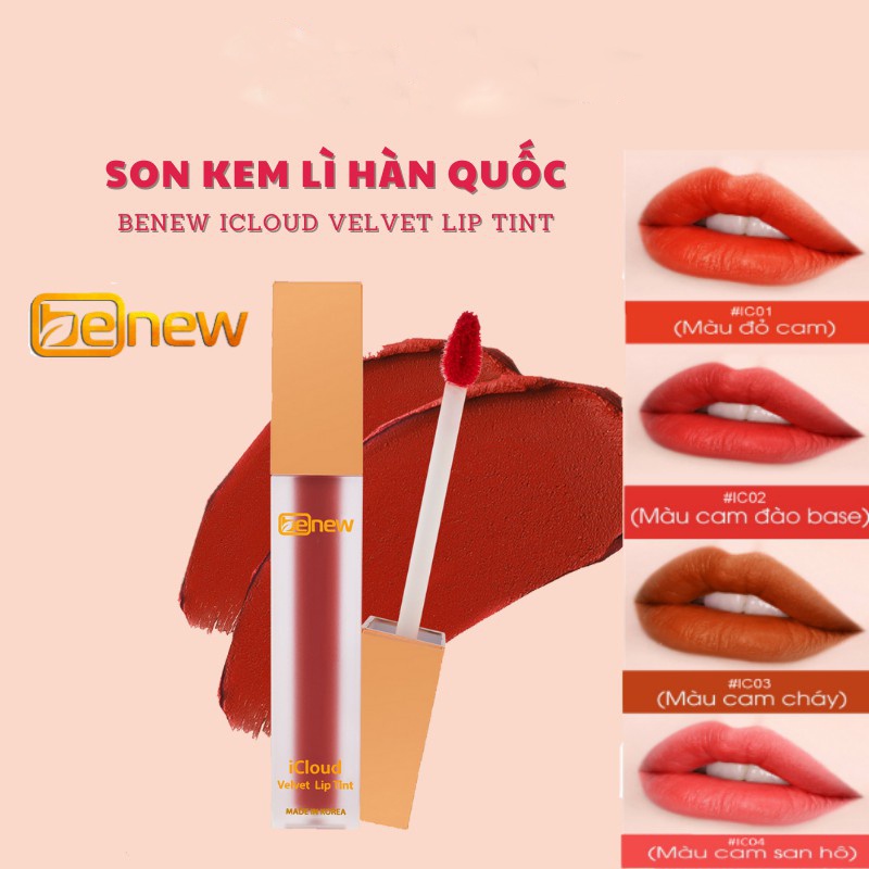 [Hàng chính hãng] Son kem lì kèm dưỡng Benew Icloud Velvet Lip Tint Hàn Quốc 4.3gr