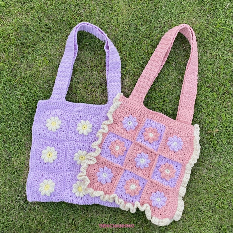 Daisy tote bag - túi len hoạ tiết hoa cúc