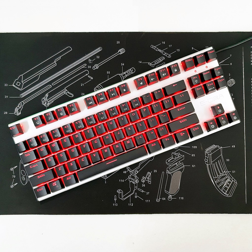 Bàn phím cơ EDRA EK3087- Khung kim loại - Led Red - Bảo hành 2 năm