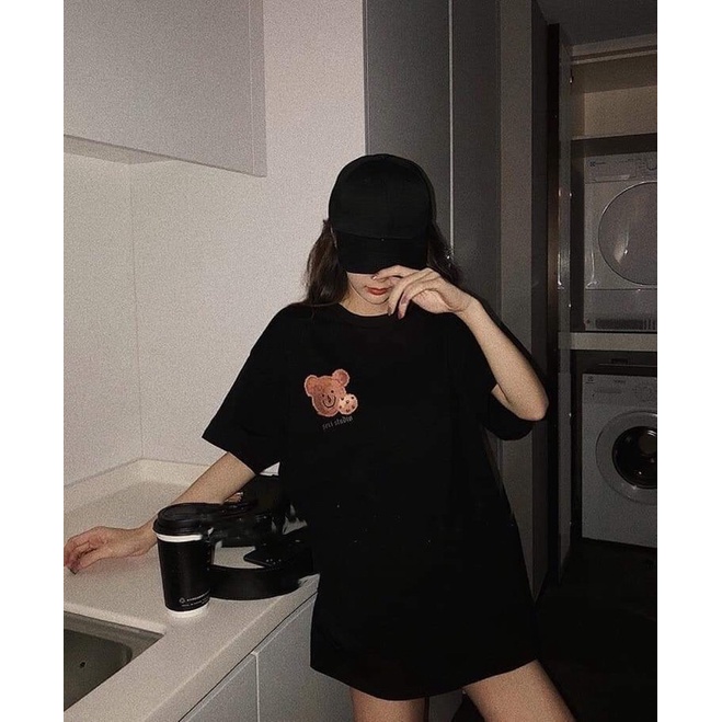 Áo thun unisex tay lỡ nam nữ form rộng❤áo phông phong cách Gấu AD in tim basic chất cotton giá rẻ