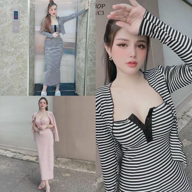 ĐẦM BODY ÔM KÈM ÁO KHOÁC, PHONG CÁCH THỜI TRANG NỮ DỰ TIỆC