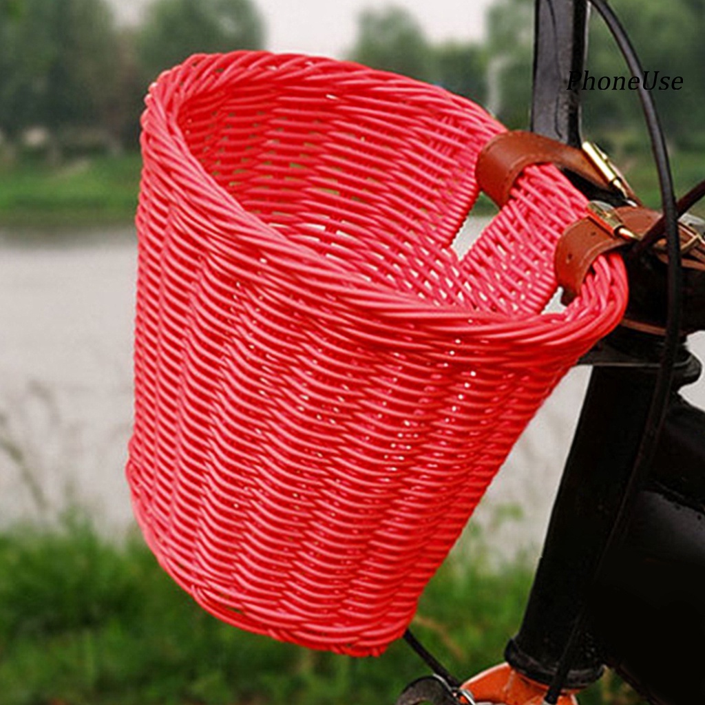 Giỏ đan mây đựng điện thoại gắn ghi đông xe đạp leo núi tiện dụng