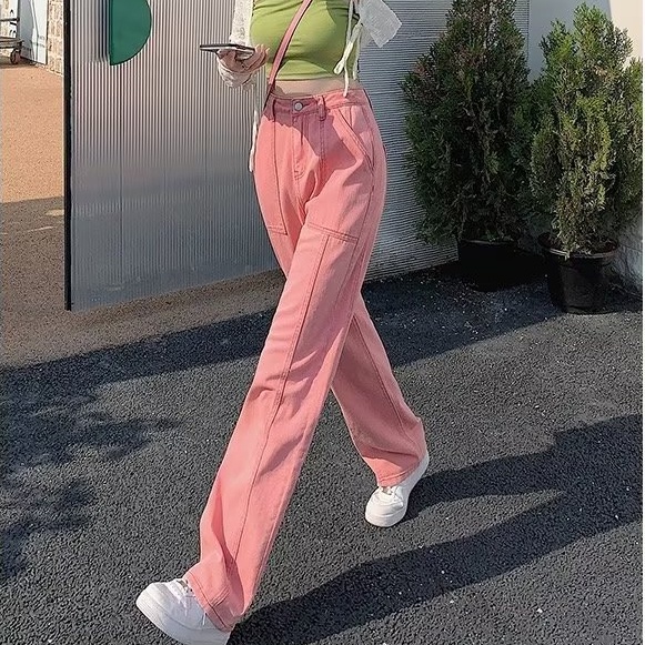 Quần Jeans Nữ Dài Ống Rộng Thời Trang Hàn Quốc Mới