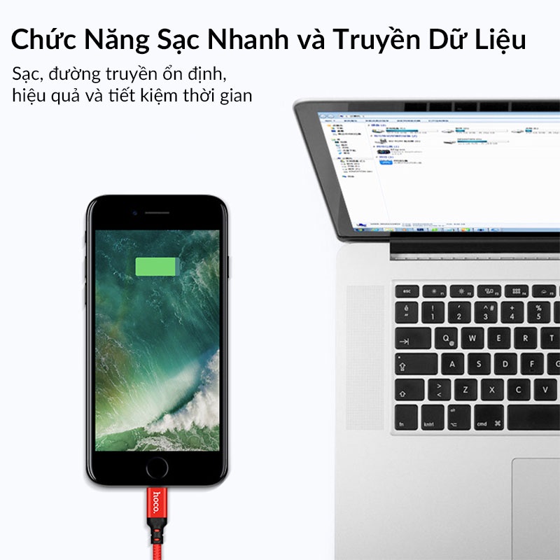 Dây Sạc Nhanh HOCO X14 Dây Dù Chống Đứt Gãy Dài 1m/2m Sạc Nhanh 2.4A Cho iPhone 7 Plus 8 Plus Xsmax X Xs 11 Pro Max 12