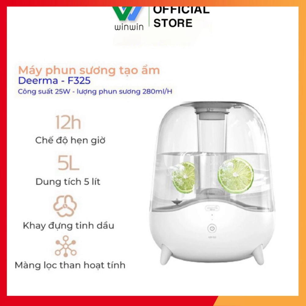Máy phun sương tạo độ ẩm Deerma F325 [Sẵn Hàng] dung tích 5L, có chế hộ hẹn giờ khi phun_Vimart