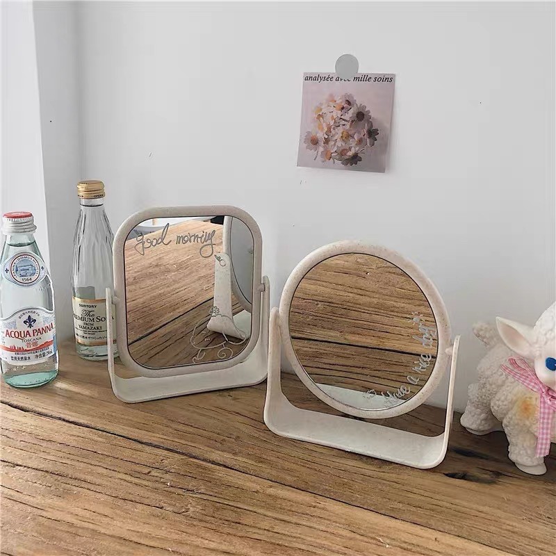 Gương để bàn nhưạ lúa mạch xoay 360 -may.decor-