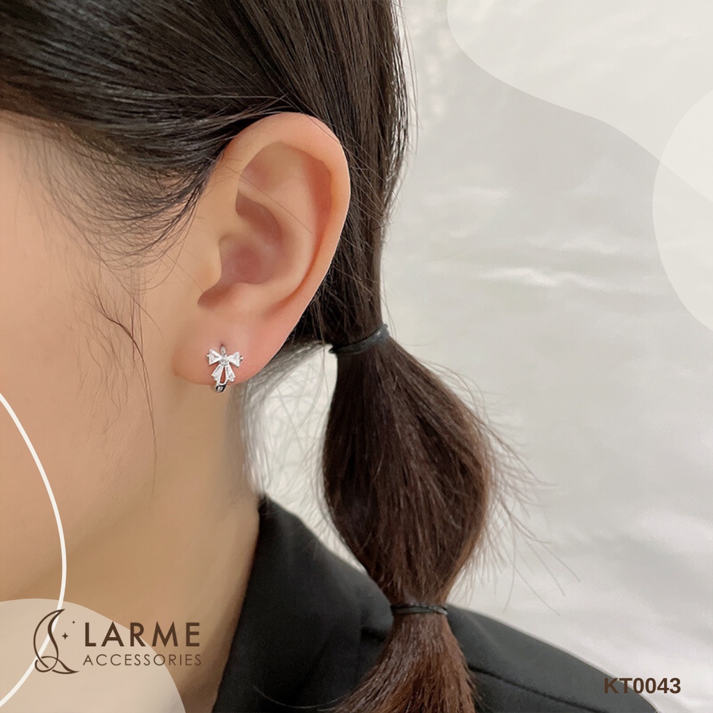 Khuyên tai tròn hình nơ, bông tai nữ nơ tròn Larme Accessories - KT0124