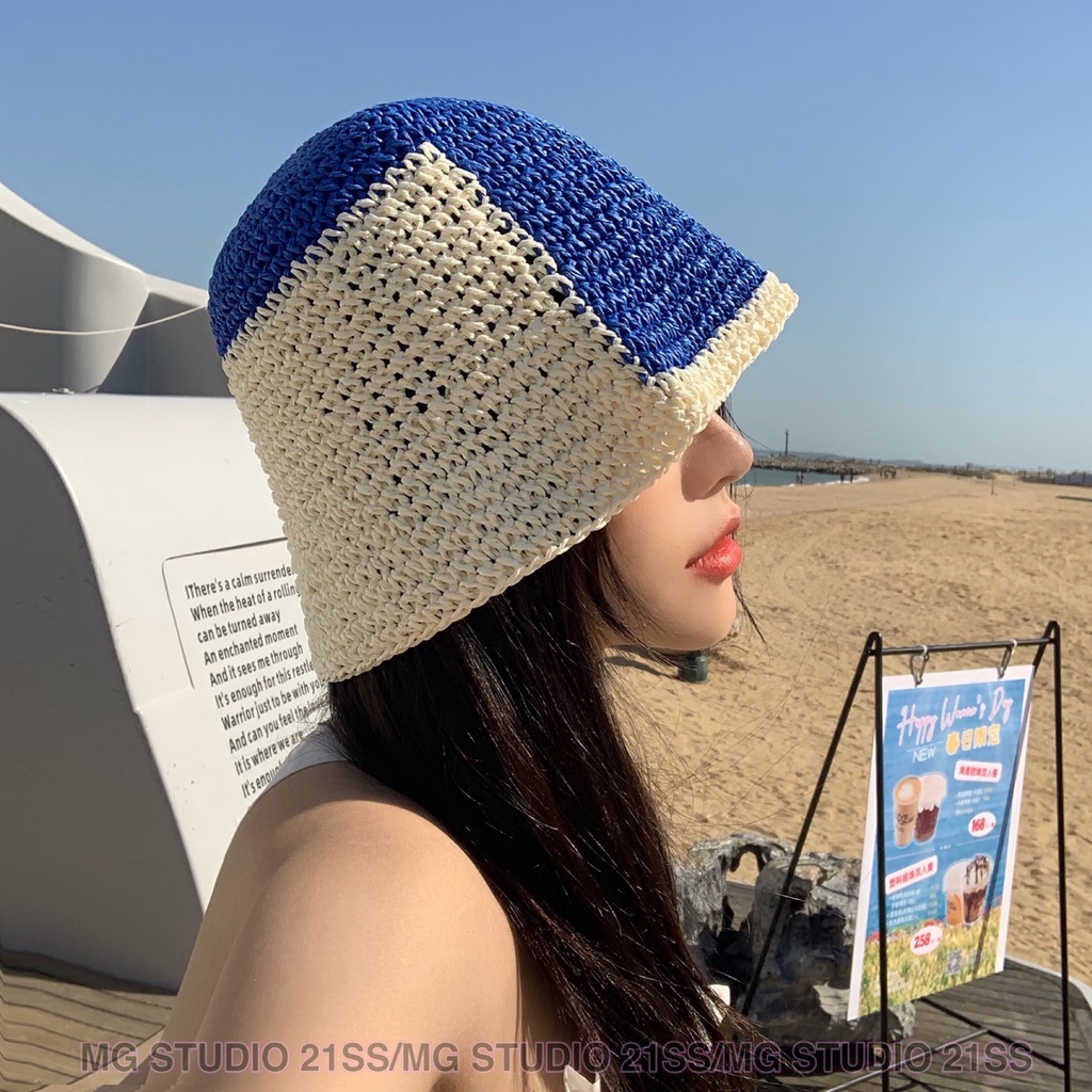 MG STUDIO/summer straw bucket hat