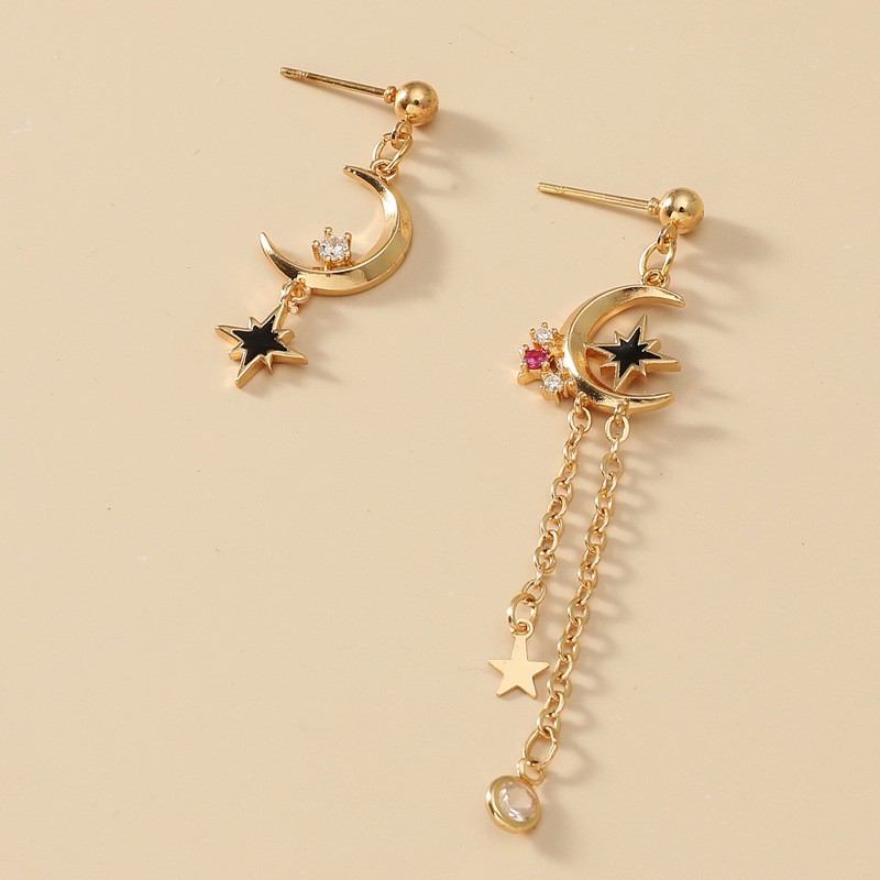 Fashionable Moon And Star Earrings