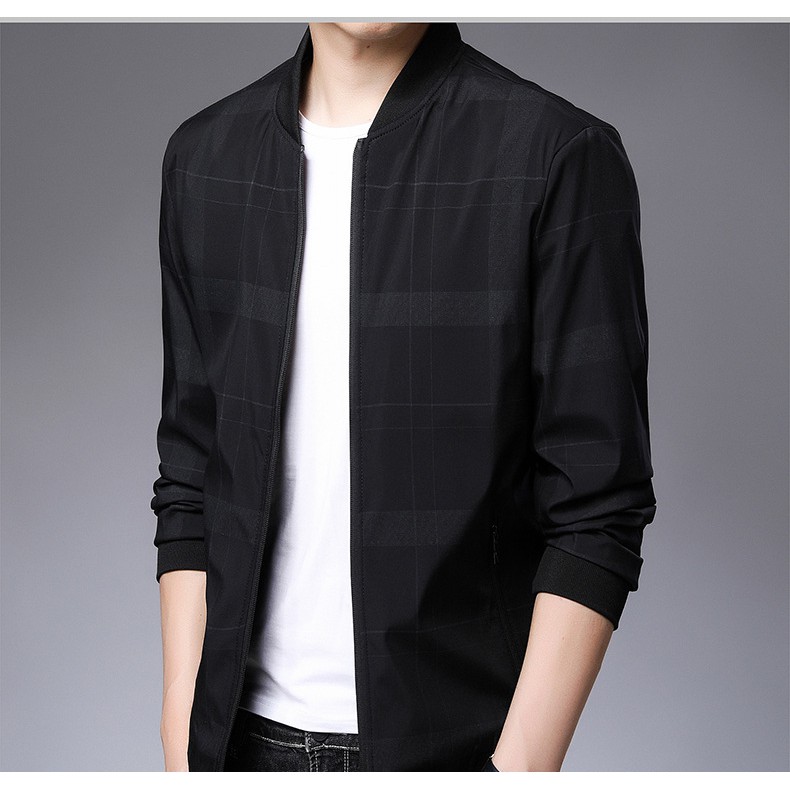 Áo khoác bomber nam, áo khoác kẻ, 2 màu đen – xanh – AL28 | BigBuy360 - bigbuy360.vn