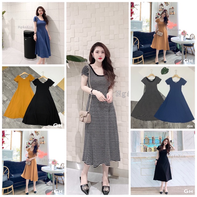 Váy Maxi Trơn Dáng Xoè cotton hàng qccc