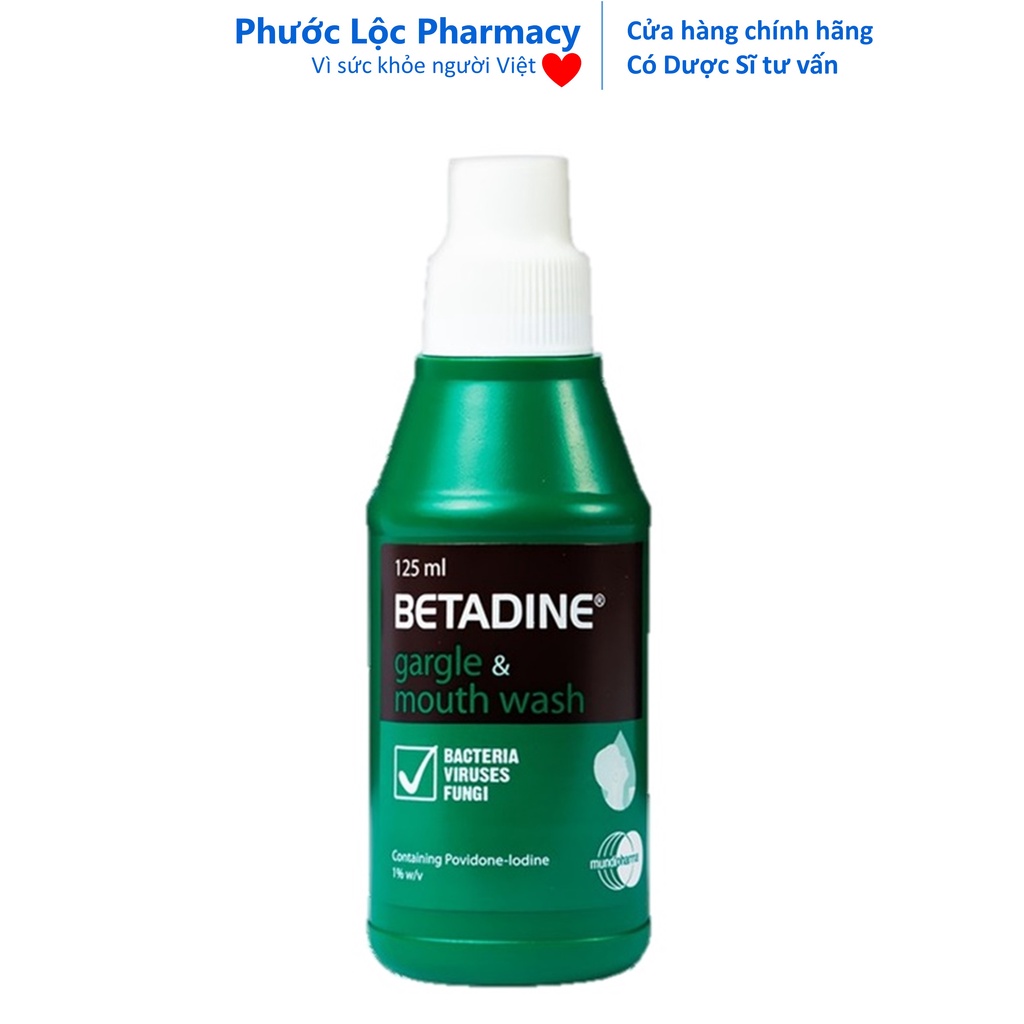 Betadine súc họng miệng . Betadin 125ml.