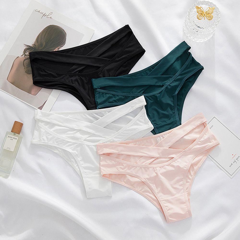 Mocho Quần Lót Mỏng Lưng Vừa Dây Chéo Màu Đất Thoáng Khí Thoải Mái Cho Nữ
