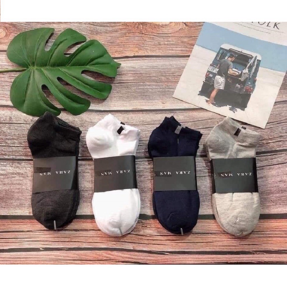 10 Đôi Tất Nam Nữ ZARA Trơn Cổ Ngắn ,Chất Cotton 100%.ĐTBX!