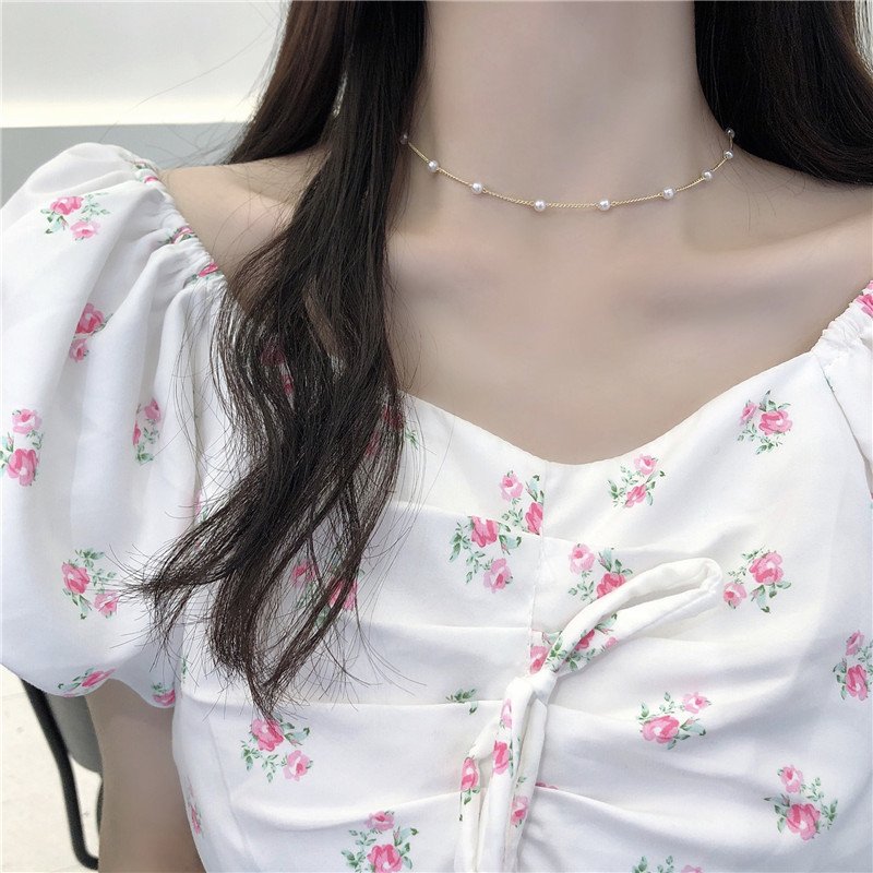 Vòng cổ Đính Ngọc Trai Phong Cách Hàn Quốc Thanh Lịch Cho Nữ