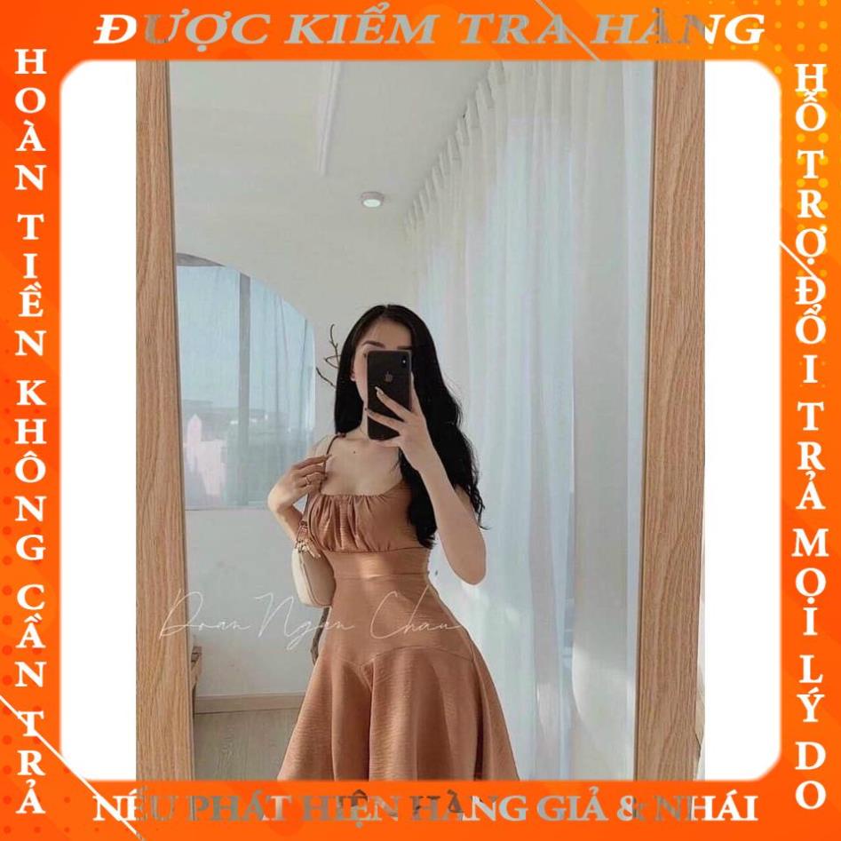Đầm Nữ Xòe Hai Dây Xếp Ly sexy (Có Mút Ngực) qphat