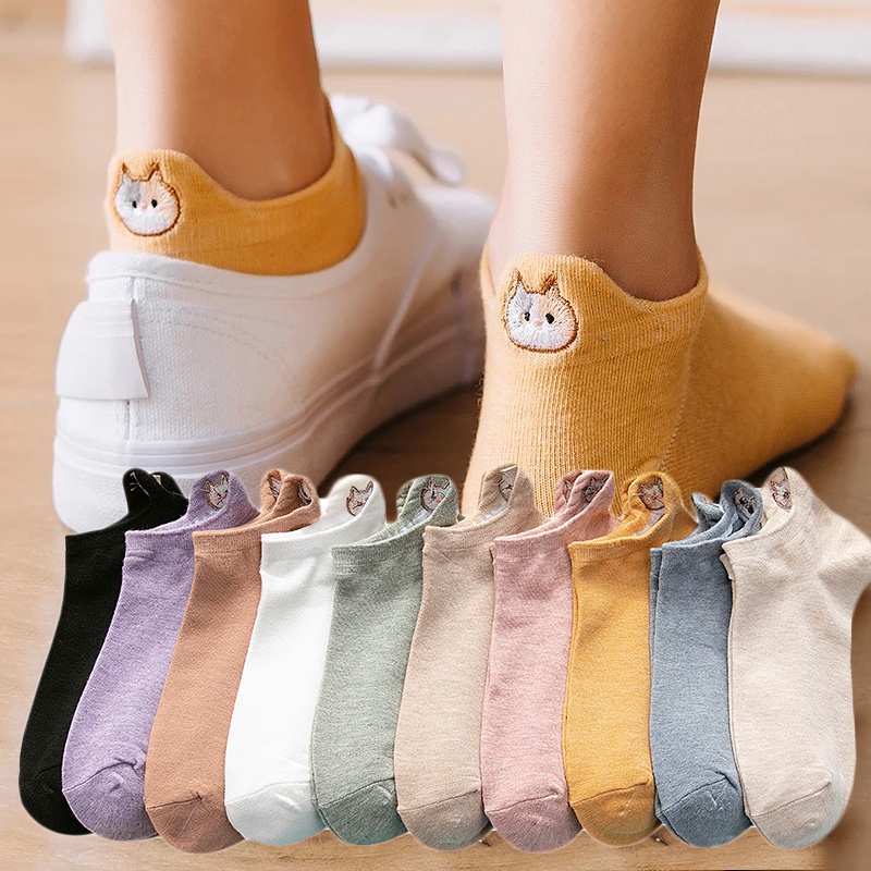 Vớ Ngắn Tàng Hình Thêu Hình Động Vật Dễ Thương Thời Trang Mùa Hè Cho Nữ