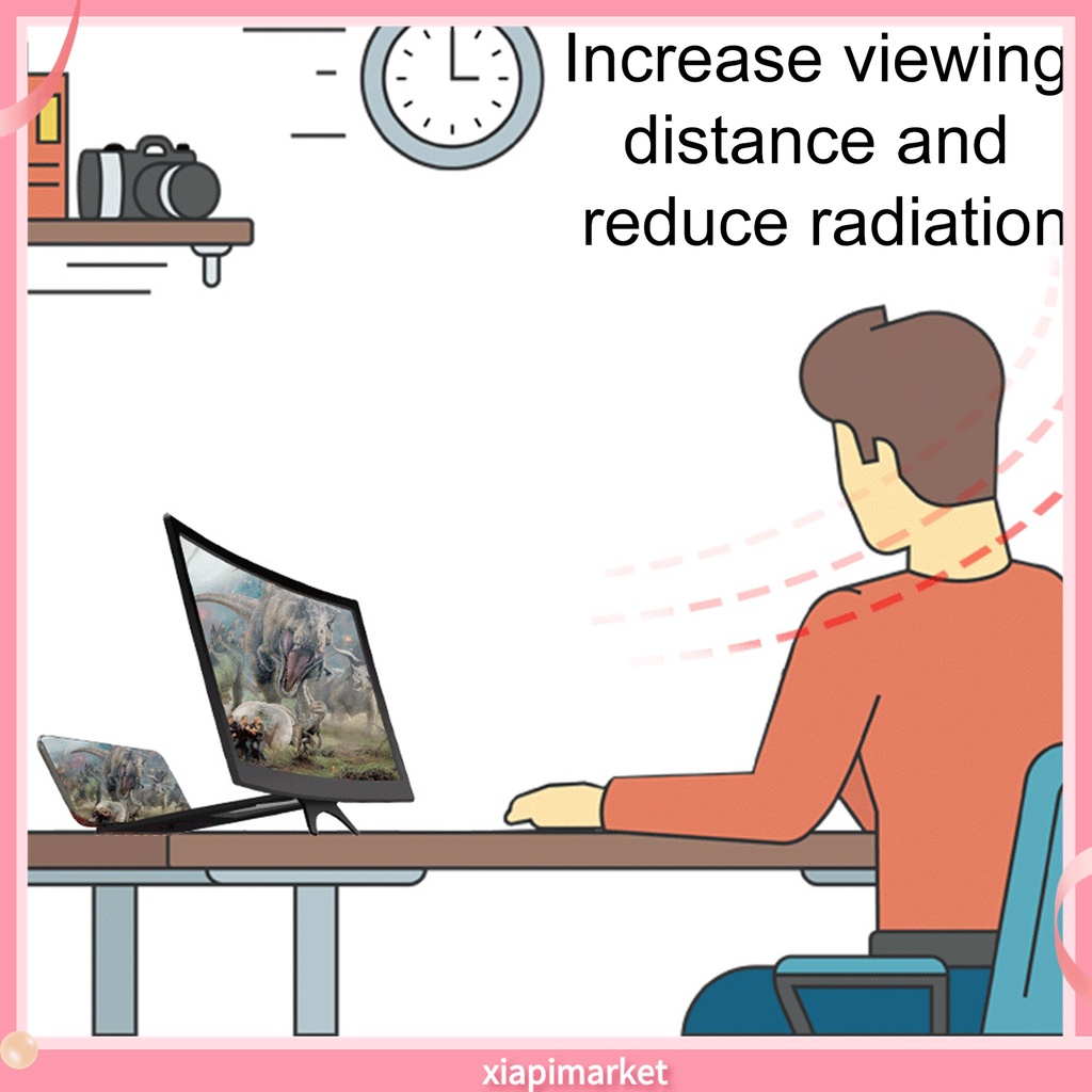 Kính Phóng Đại Màn Hình Cong 12 Inch 3D Gấp Gọn Tiện Dụng Cho Điện Thoại