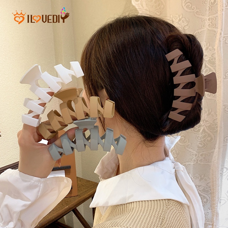 1 Kẹp Tóc Càng Lớn Màu Trơn Phong Cách Hàn Quốc