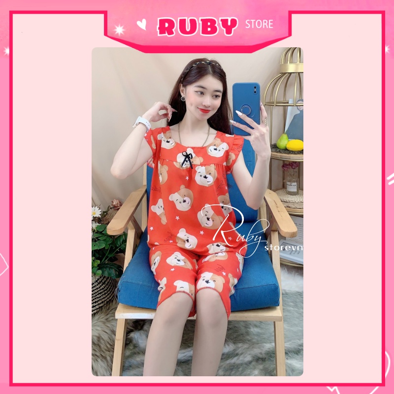 Đồ bộ nữ mặc nhà in GẤU dễ thương Free Size Dưới 47KG, chất kate mềm mịn mát ❤ Rubystorevn